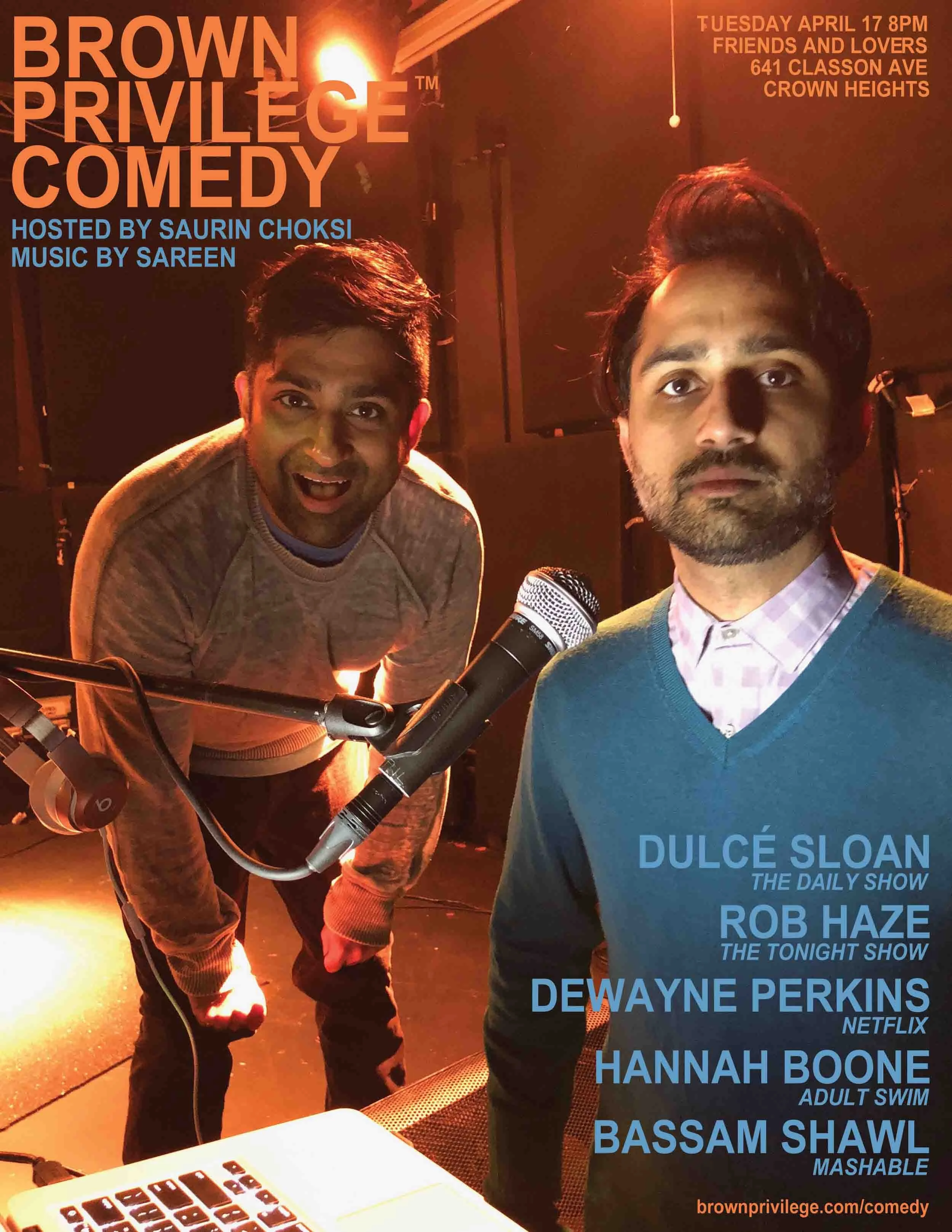 Brown Privilege Comedy flyer featuring Dulc&eacute; Sloan