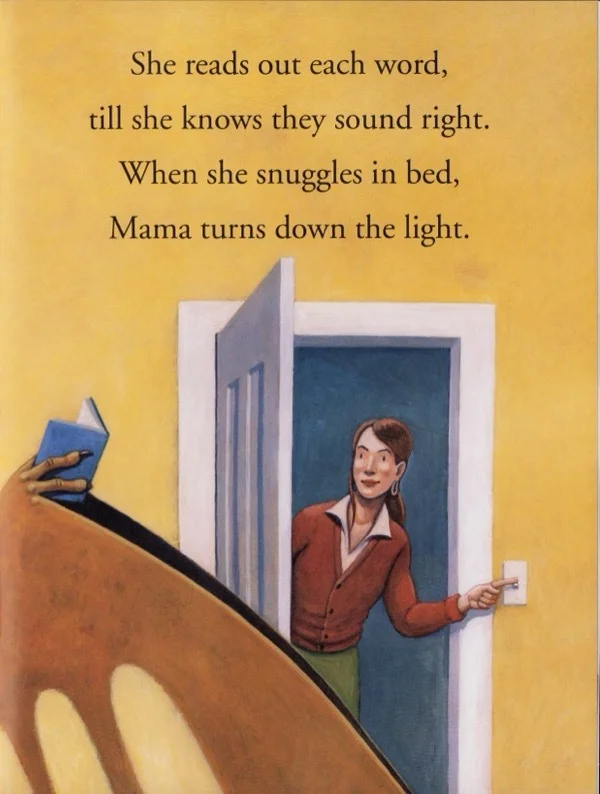 Page 21: 'She reads out each word' text